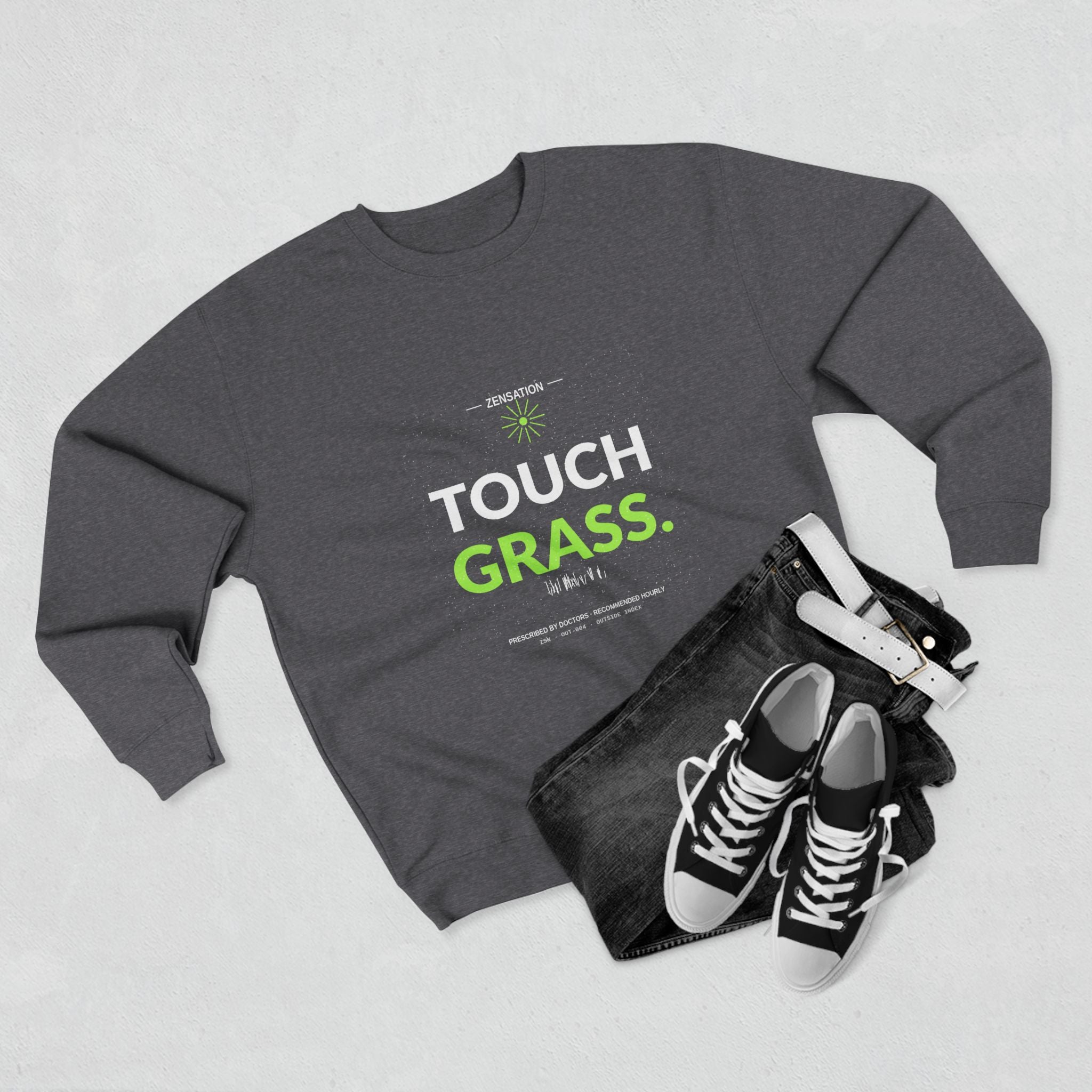 Touch Grass Crewneck Sweatshirt — Drop 014 — Zensation streetwear (view 5)