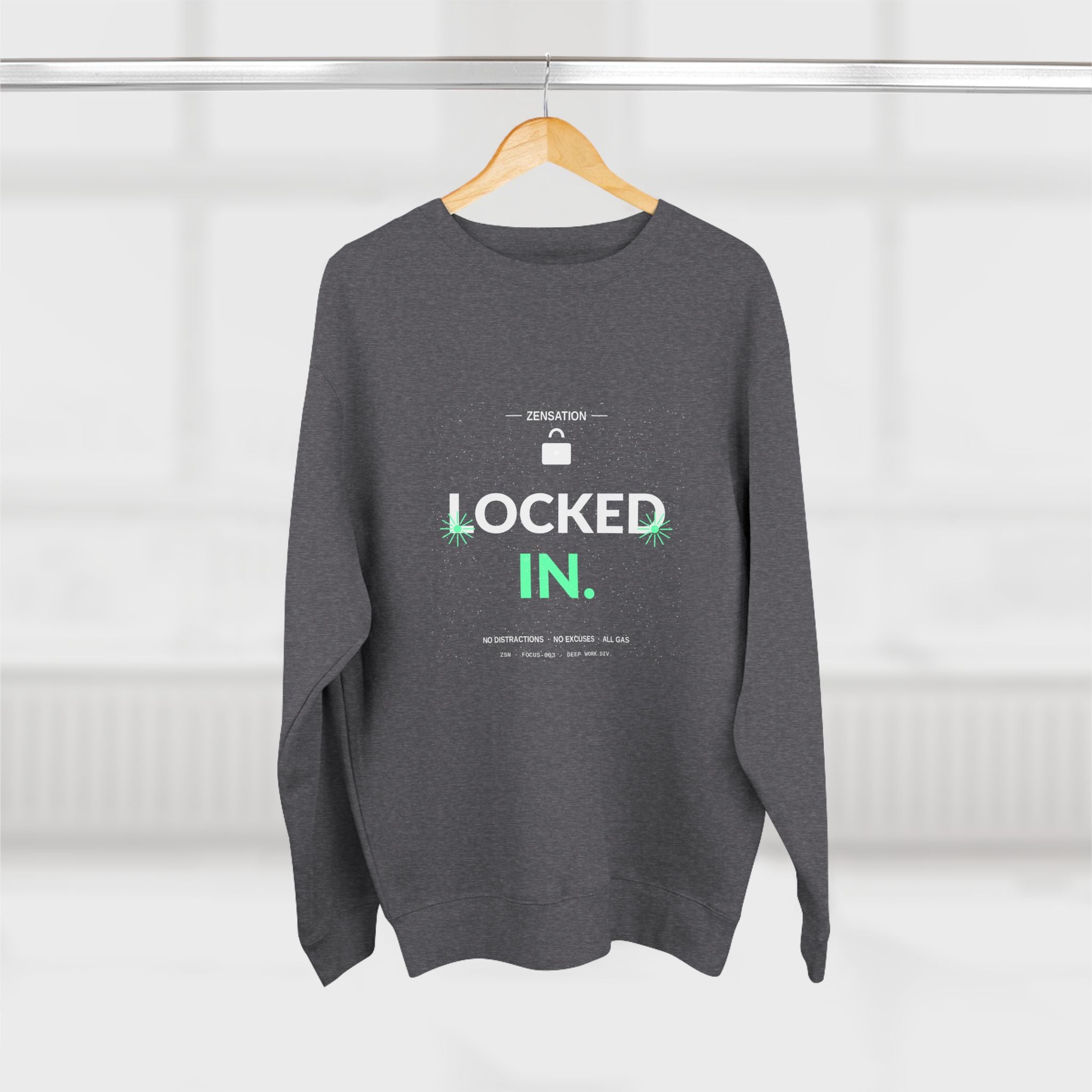 Locked In Crewneck Sweatshirt — Drop 013 — Zensation streetwear (view 7)