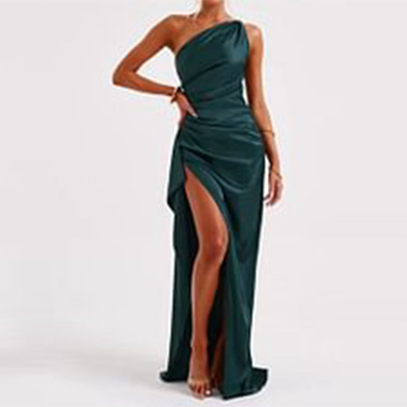 Elegant One-Shoulder Satin Evening Dress